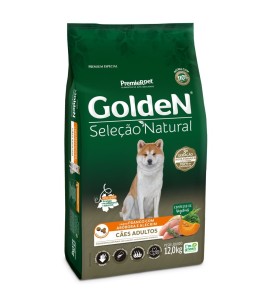 Ração Golden Seleção Natural Cães Adultos Frango, Abóbora e Alecrim