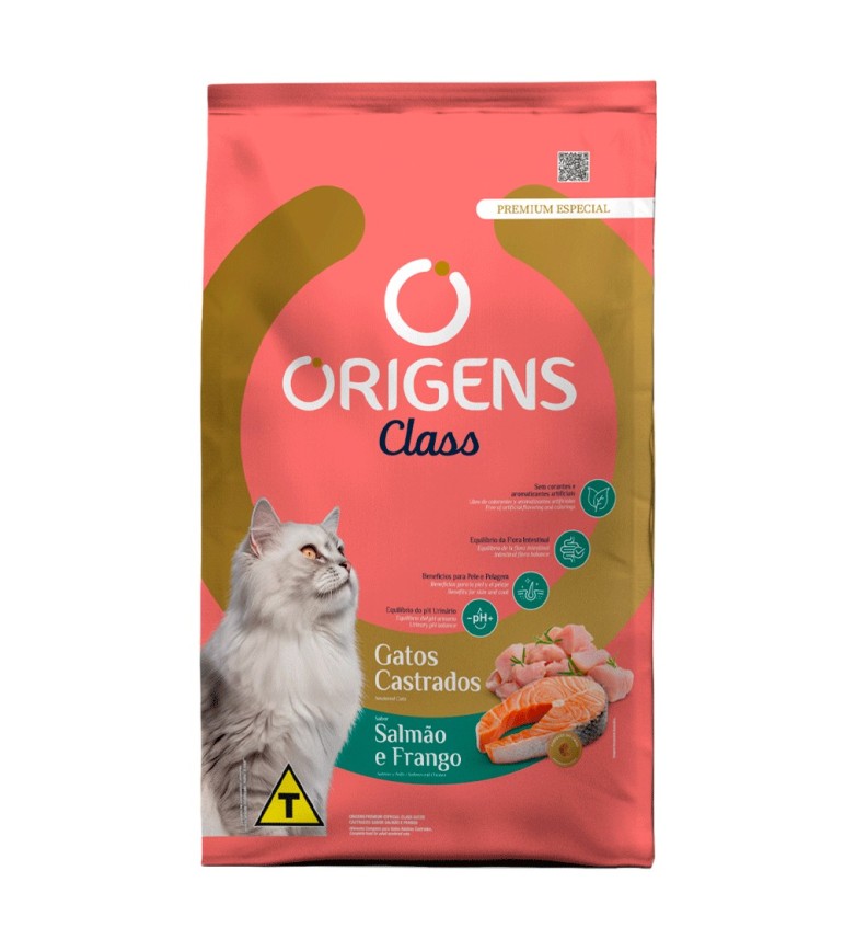 Ração Origens Class Gatos Castrados Salmão e Frango