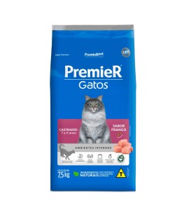 Ração Premier Ambientes Internos Gatos Castrados 7 a 11 Anos Frango